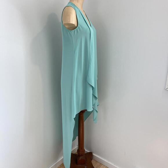 No Brand Women's Small Aqua Blue Sleeveless Hi Low Midi Dress Draped Cover Up - Picture 4 of 12